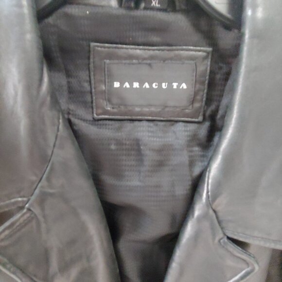 Baracuta Men’s Soft Leather Jacket Size XL Solid Black Button Up Overcoat - Picture 6 of 7